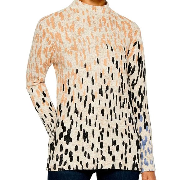 NIC AND ZOE Nic+zoe Cozy Up Spotted Turtleneck Sweater In Neutral Multi - Picture 4 of 6